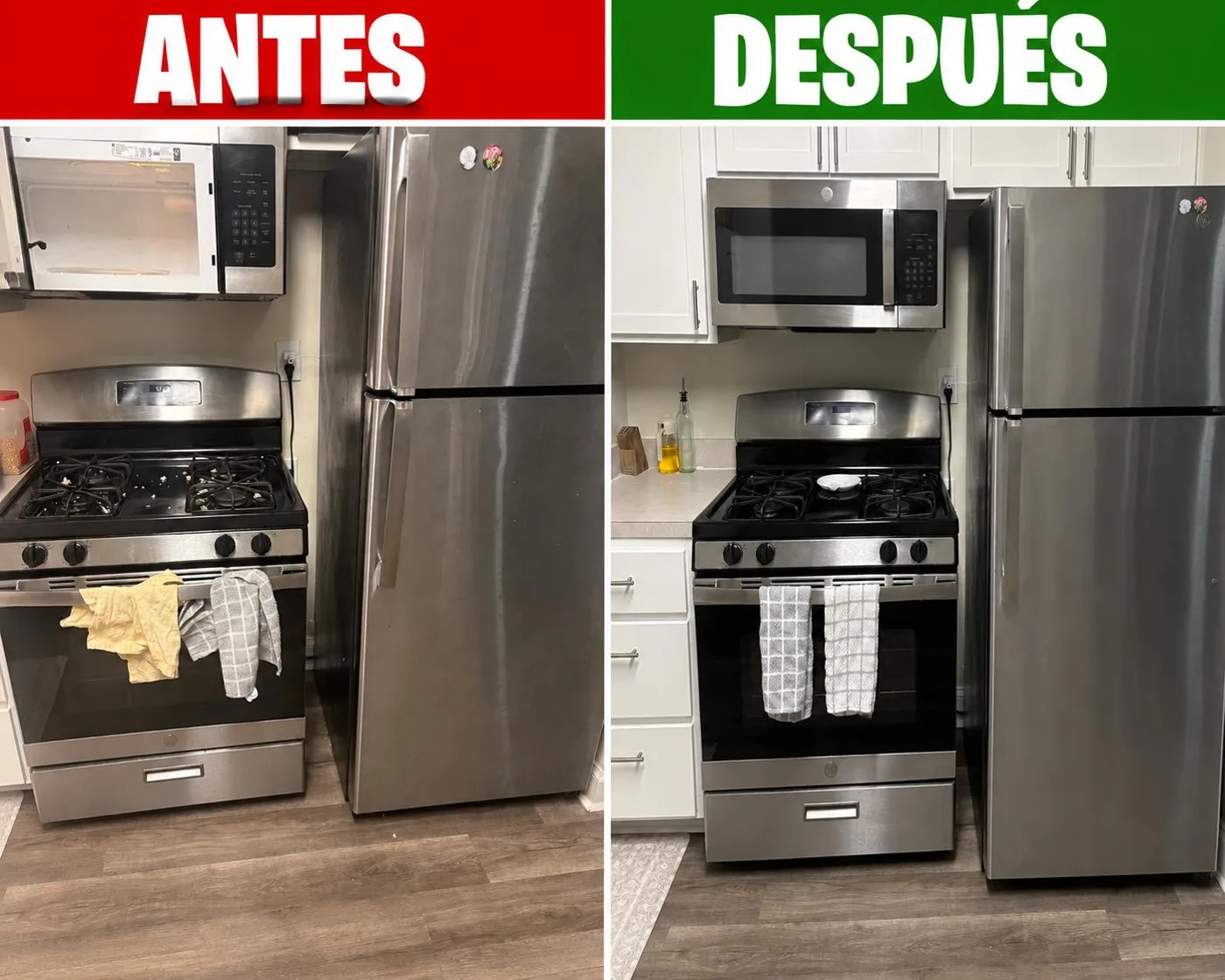 Stove and refrigerator before and after cleaning